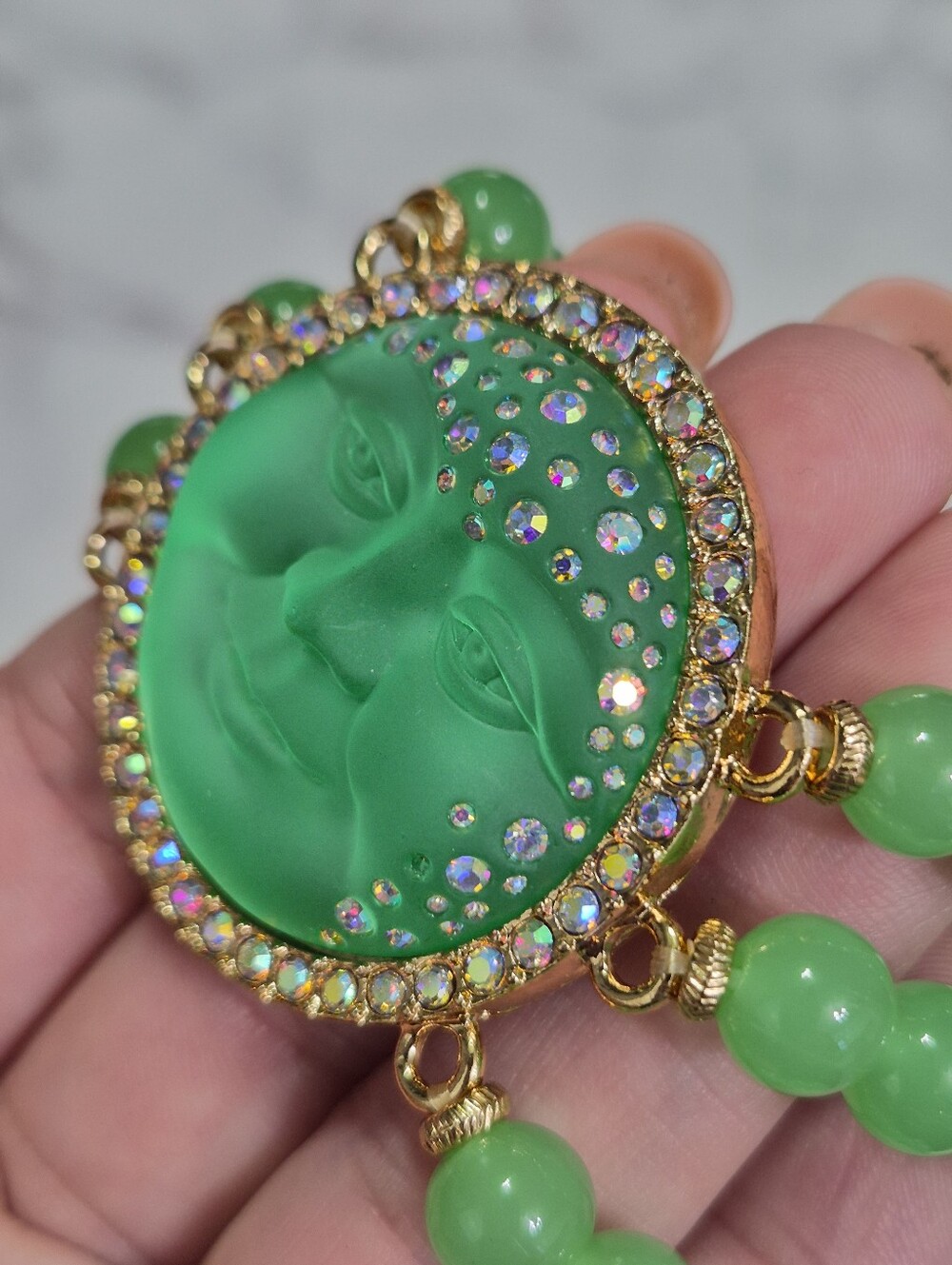 Kirks Folly Green Moon Face Bracelet - Picture 3 of 5